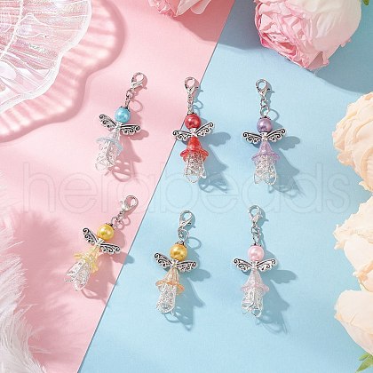 Angel Handmade Glass Beaded & Acrylic Pendants Decorations HJEW-JM03401-1