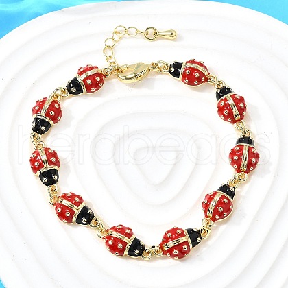 Brass Charm Bracelets for Women BJEW-C107-02G-1