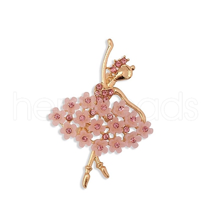 Ballet Dancer Girl Alloy Resin Brooches for Backpack Clothes JEWB-M068-01G-01-1