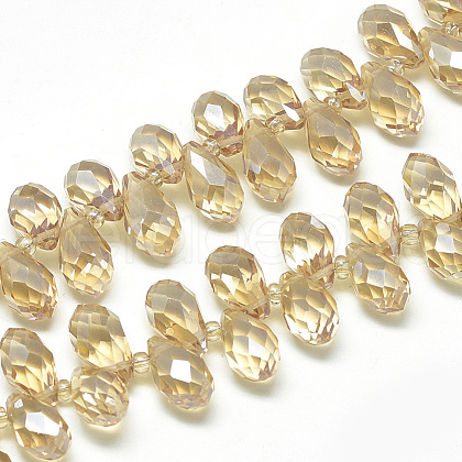 Electroplate Glass Beads Strands X-EGLA-S142-6x12mm-03-1
