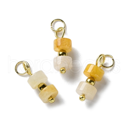Natural Topaz Jade Disc Beaded Pendants STAS-C120-03G-02-1