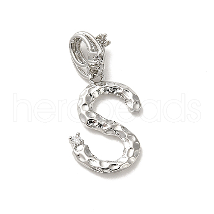 Rack Plating Brass Micro Pave Cubic Zirconia European Dangle Charms KK-L210-015P-S-1