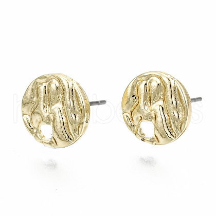 Rack Plating Hammered Alloy Stud Earring Findings PALLOY-N155-69-NR-1