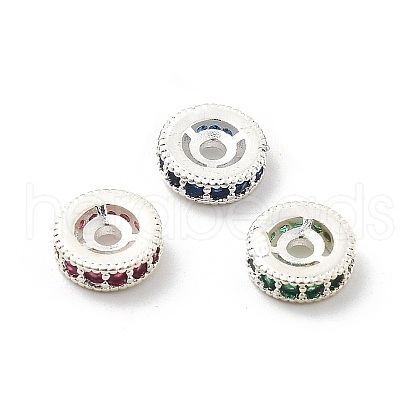 Brass Micro Pave Cubic Zirconia Beads KK-R216-10B-S-1