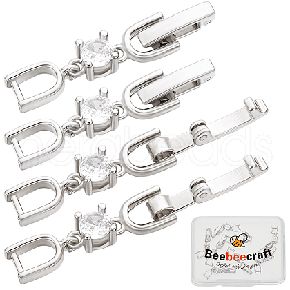 Beebeecraft 10Pcs Brass with Cubic Zirconia Fold Over Clasps ZIRC-BBC0002-67P-1