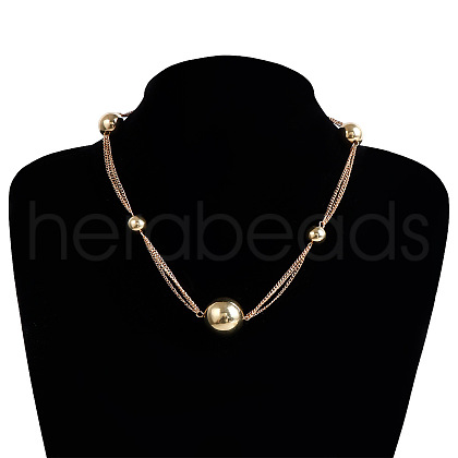 Alloy & Plastic Round Beads Link Chain Necklaces for Women WG2709A-03-1