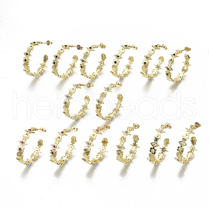 Brass Micro Pave Cubic Zirconia Stud Earrings EJEW-N011-31-NF-1