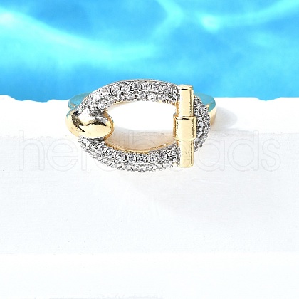 Brass Micro Pave Cubic Zirconia Cuff Rings RJEW-V007-02GP-1
