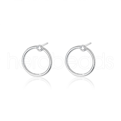 S925 Silver Circle Stud Earrings Geometric Fashion Minimalist Design WI5531-1