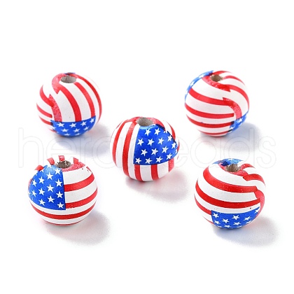 Independence Day Natural Wood Beads WOOD-K006-B01-1