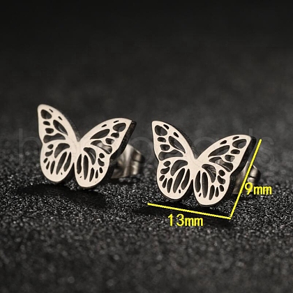 304 Stainless Steel Stud Earrings with 316 Surgical Stainless Steel Pins PW-WG57925-02-1
