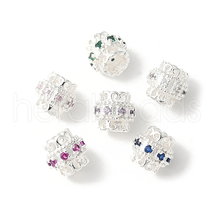 Brass Micro Pave Cubic Zirconia Beads KK-U067-07S-1
