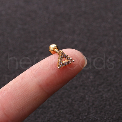 316L Surgical Stainless Steel Micro Pave Clear Cubic Zirconia Triangle Cartilage Earrings WGCF17E-14-1