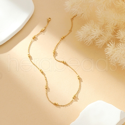 Stainless Steel Round Beaded Cable Chain Necklaces for Women GA4247-1-1