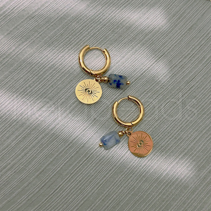 Vintage French Style Gold-Plated Flat Round Hoop Earrings FG9295-1-1