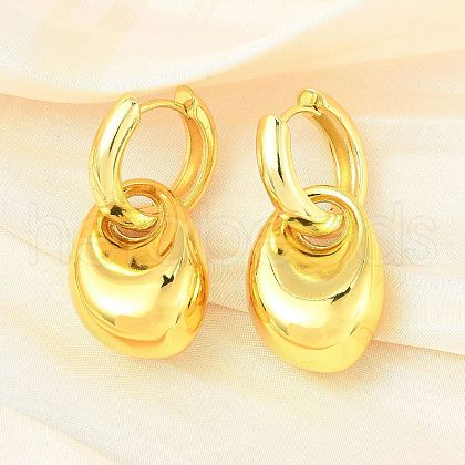 Nuggets Brass Hoop Earrings for Women EJEW-U057-06B-01G-1