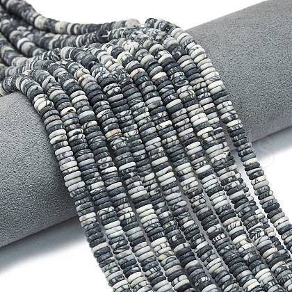 Frosted Natural Black Netstone Beads Strands G-K389-C24-01-1