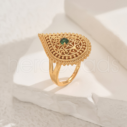 Brass Micro Pave Cubic Zirconia Adjustable Finger Rings for Women TD9385-4-1