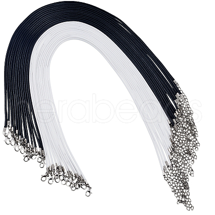 SOFPLATE 50Pcs 2 Colors Waxed Imitation Leather Cord Necklace Makings MAK-SP0001-05-1