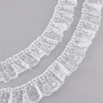 GOMAKERER 20 Yards Polyester Flower Pleated Lace Ribbon OCOR-GO0001-20-1