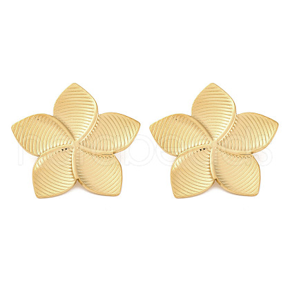 304 Stainless Steel Flower Stud Earrings For Women EJEW-B110-02G-01-1