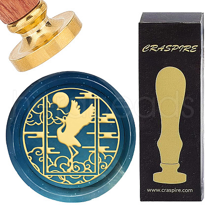 Brass Wax Seal Stamps with Wood Handle AJEW-WH0412-0190-1