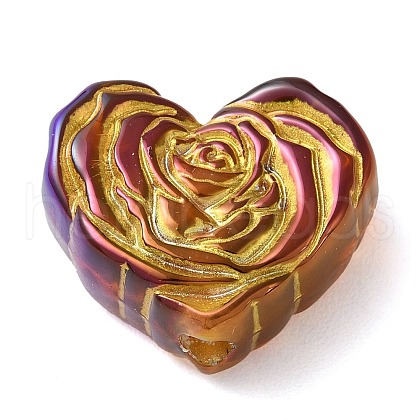 Metal Enlaced Heart Rose Opaque Acrylic Bead X-OACR-Q190-01E-1