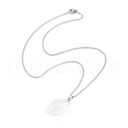 Natural Quartz Nugget Pendant Necklace with 304 Stainless Steel Chains NJEW-JN04385-01-1
