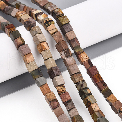 Natural Polychrome Jasper/Picasso Stone/Picasso Jasper Beads Strands G-T140-45B-1