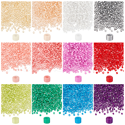   12Bags 12 Colors Opaque Glass Round Seed Beads GLAA-PH0003-32-1