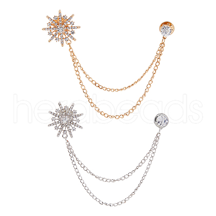 SUPERFINDINGS 2Pcs 2 Colors Zinc Alloy Hanging Chain Brooches AJEW-FH0004-96-1
