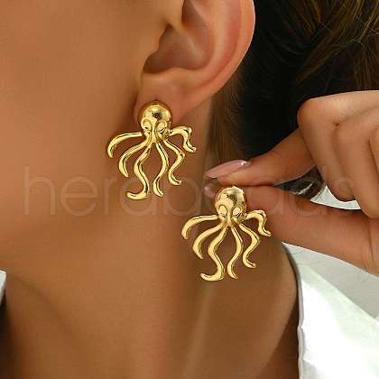 Vintage Octopus Stainless Steel Stud Earrings for Women's Fashion Jewelry BY9306-1