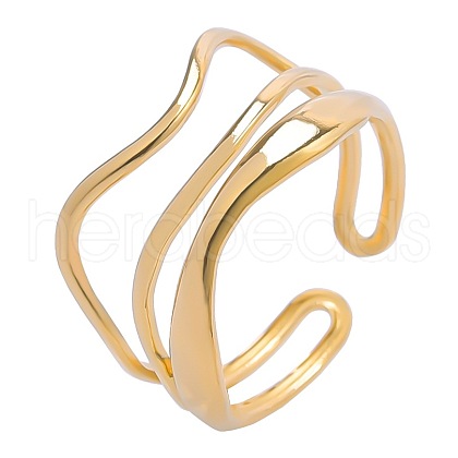 Fashionable Stainless Steel Wave Open Cuff Rings for Men and Women QA9827-2-1