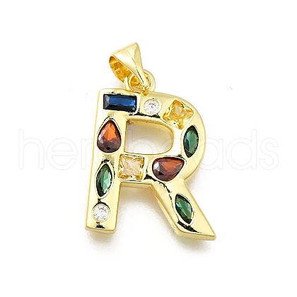 Brass Micro Pave Clear Cubic Zirconia Pendants KK-G521-01G-R-01-1