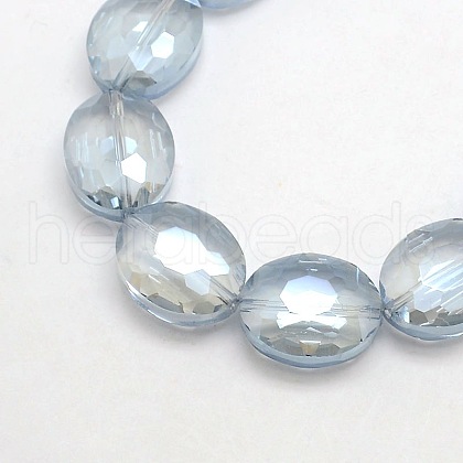 Faceted Electroplate Crystal Glass Oval Beads Strands EGLA-F059B-13-1