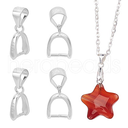   4Pcs Sterling Silver Ice Pick Pinch Bails for Pendant Making STER-PH0001-04-1