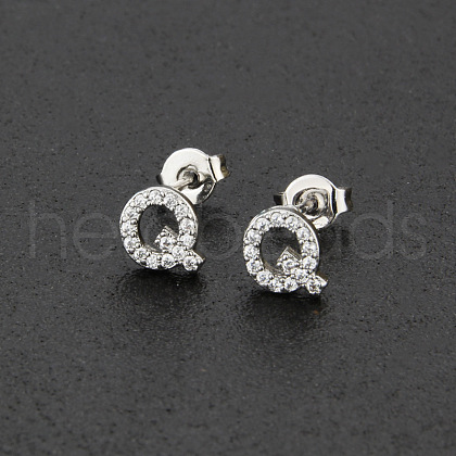 Brass Micro Pave Clear Cubic Zirconia Stud Earrings FS-WGC2F12-17-1