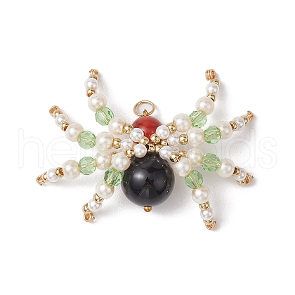 Natural Carnelian & Black Onyx(Dyed & Heated) & Glass Pendants PALLOY-JF02747-1