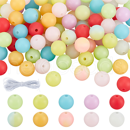   100Pcs 10 Colors Round Luminous Silicone Beads SIL-PH0001-20-1