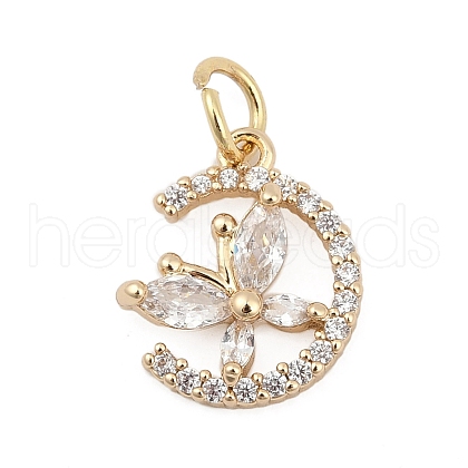 Brass Micro Pave Cubic Zirconia Charms KK-Q096-15C-G-1