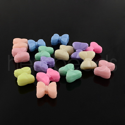 Bowknot Solid Color Opaque Acrylic Beads SACR-S037-M06-1