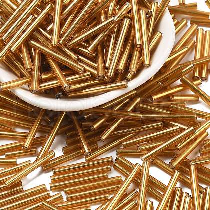 Silver Lined Transparent Glass Bugle Beads SEED-R028-2x20-B01-1