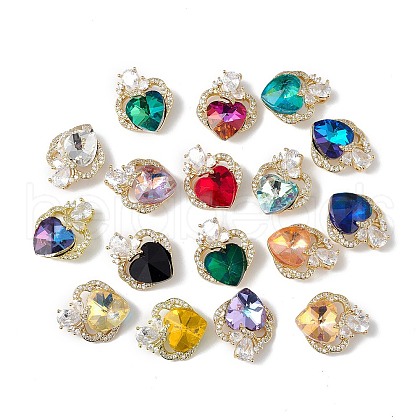 Real 18K Gold Plated Rack Plating Brass Micro Pave Clear Cubic Zirconia Pendants KK-C015-11G-1