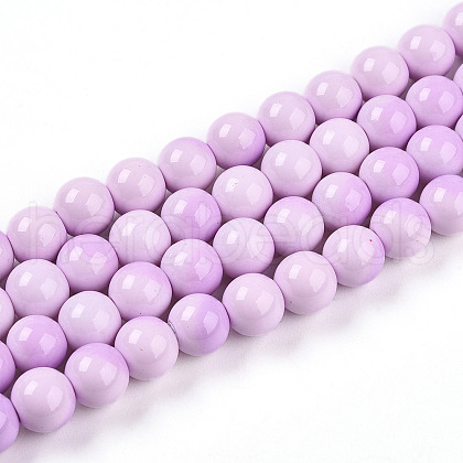 Baking Painted Glass Beads Strands DGLA-N012-8mm-02-1