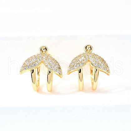 Brass Micro Pave Cubic Zirconia Ear Cuff Findings for Women EJEW-F370-05G-1