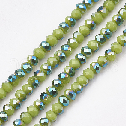 Electroplate Opaque Solid Color Crystal Glass Beads Strands EGLA-S171-01B-02-1