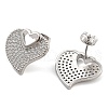 Brass Micro Pave Clear Cubic Zirconia Stud Earrings EJEW-U005-12A-P-2