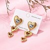 Heart 304 Stainless Steel Clear Cubic Zirconia  Dangle Stud Earrings EJEW-D319-17G-3