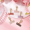 5Pcs Valentine's Day Alloy Enamel Word Love Pendant Decorations HJEW-JM03092-1