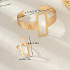 Hollow Out Rectangle Alloy Cuff Bangles & Cuff Rings Sets FS-WGBB0BE-02-4